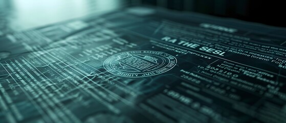 Modern stock certificate, sleek design, sharp focus, minimalist style, cool tones