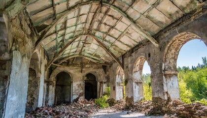 Fototapeta na wymiar internal ruins interior of an abandoned building