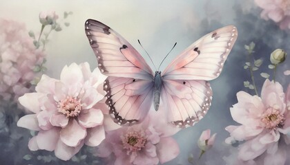 print cute butterfly floral watercolor ai generated