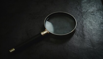 magnifying glass on black texture background