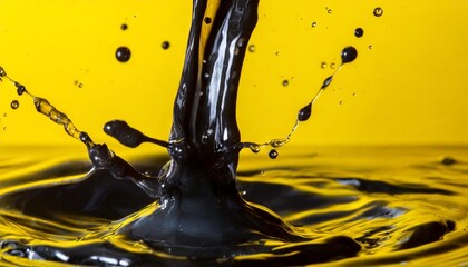 yellow background with black and yellow liquid