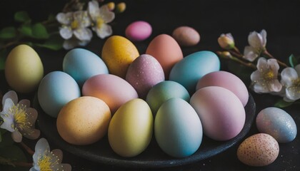 pastel easter palette a visually pleasing composition featuring a gradient of pastel colored easter decorations such as eggs