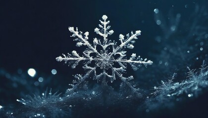 Fototapeta na wymiar snowflake on blue background