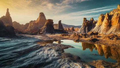 Gardinen an alien landscape with melted rock formations © Kira