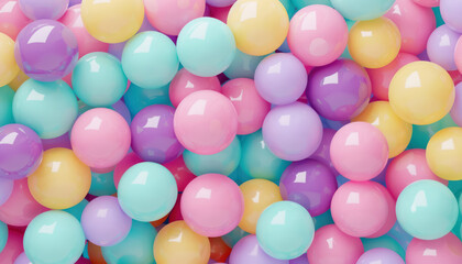 Fototapeta na wymiar pastel colored balls in a soft light for playful backgrounds or cheerful designs