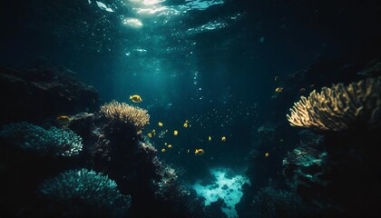 underwater diving tropical scene with sea life in the reef