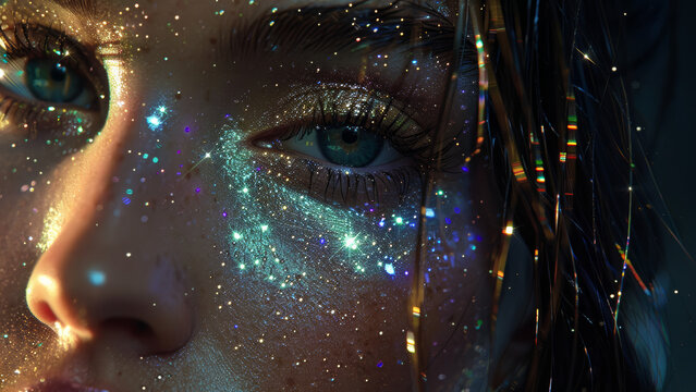 girl with blue eye and glowy skin, shiny, dreamy wallpaper