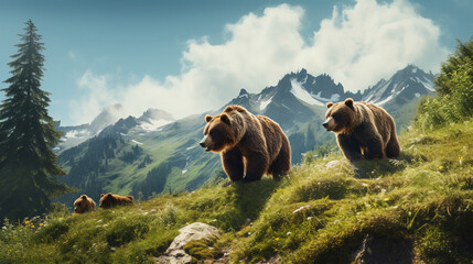 Ascending Giants: Brown Bears Conquer Mountain Peaks in Majestic Display of Strength and Tenacity
