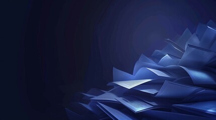 Modern paper documents with a horizontal banner on a dark blue background. dazzling low polygonal design - obrazy, fototapety, plakaty