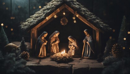 nativity scene christmas mosaic generative ai