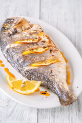Baked dorado fish