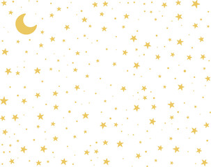 starry night on frame 4x3 crescent moon above, eid virtual background, horizontal presentation, idul adha idul fitri ramadhan