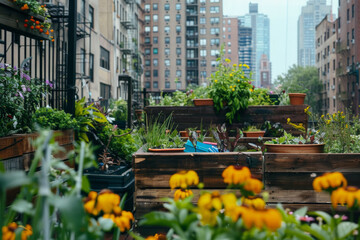 Urban gardening at a living area of city