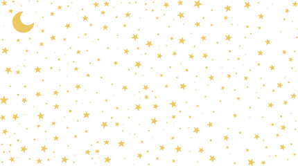 starry night on frame 16x9 crescent moon above, eid virtual background, horizontal presentation, idul adha idul fitri ramadhan