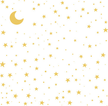 starry night on frame 1x1 crescent moon above, eid background sosial media, sosmed post, idul adha idul fitri ramadhan