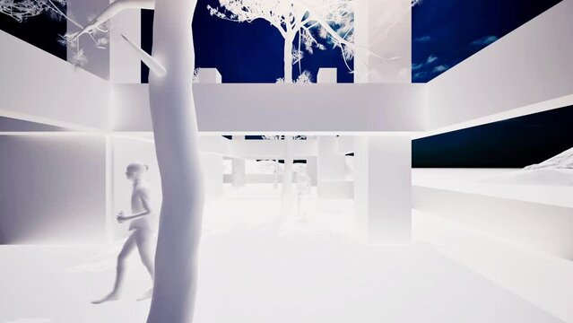 rooftop with trees mock-up model