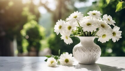 elegant white flowers in a vase on a bright table simple and beautiful home decor