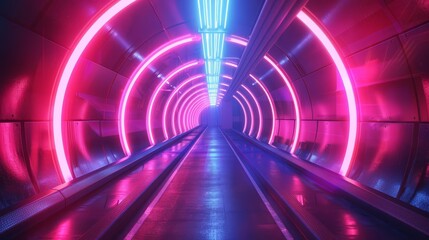 neon lights speed tunnel background futuristic abstract illustration