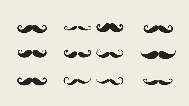 A set of different-designed mustache icons. Collection of mustache icons