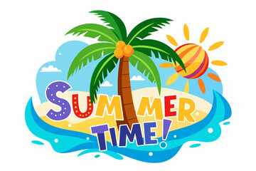 Fototapeta na wymiar -summer-time---palm-tree--beach-party-vector illustration