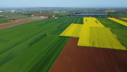 Breathtaking panorama from the drone, San Giuliano Vecchio, Alessandria, Piedmont, Italy