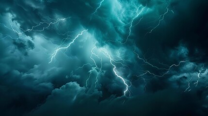 realistic lightning bolts striking in dark stormy sky natures electrifying display weather photograph
