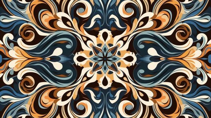 seamless abstract pattern with brown and blue ornament textile design digital illustration