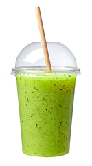 fresh green smoothie in take away cup