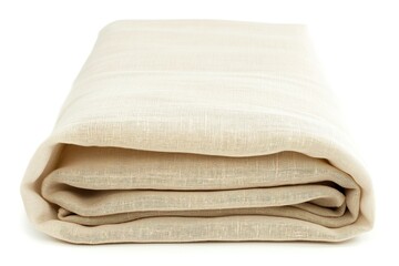 Fototapeta na wymiar Two beige linen blankets neatly folded on top of each other.