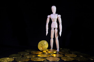 Kryptowaluta Bitcoin, złote monety - obrazy, fototapety, plakaty