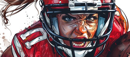 Fototapeta premium Football player in protective helmet showcased through a detailed close-up shot