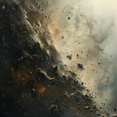 Asteroid Field: A Scene of Chaotic Beauty, Showcasing the Remnants of Creation and Cosmic Debris, Space Rocks