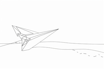 Continuous one line drawing of flying up paper plane. Creative business concept for startup and freedom and travel of craft airplane in simple linear style. Editable stroke. Doodle vector illustration