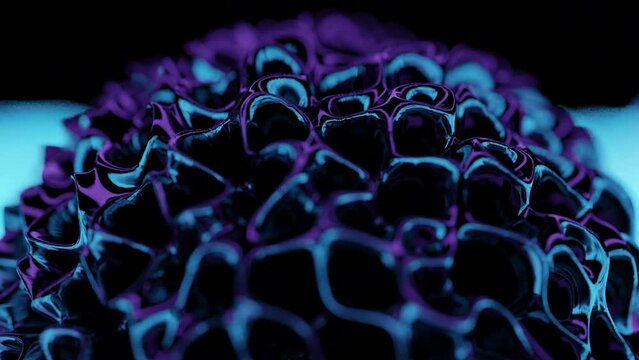 3d loop animation of a fantasy environment with an organic sphere