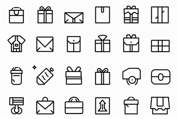 Delivery boxes and package, thin line icon set. Symbol collection in transparent background. Editable vector stroke. 512x512 Pixel Perfect. vector icon, white background, black colour icon