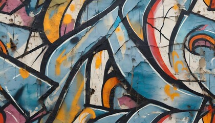 vibrant seamless pattern of graffiti art adorning weathered concrete capturing the rebellious spirit of urban street culture