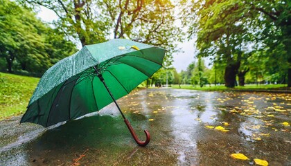 broken green umbrella park on rainy wallpaper pictures background hd - Powered by Adobe