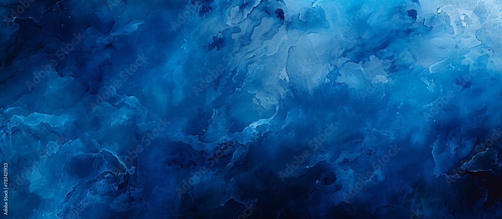 Poster detailed view of a painting featuring shades of blue and black colors