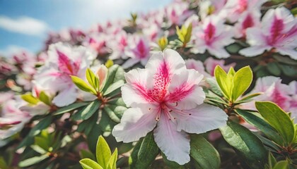 beautiful soft watercolor of azalea blossom pink and white flower desktop background wallpaper generative ai - Powered by Adobe