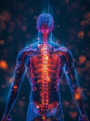 Digital Illustration of Human Anatomy Highlighting the Nervous System