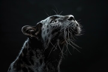 Majestic Black Panther Gazing Upward