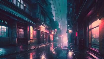 cyberpunk japanese streets asian street illustration futuristic city dystoptic artwork at night 4k...
