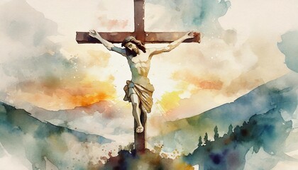 crucifixion good friday watercolor christian banner