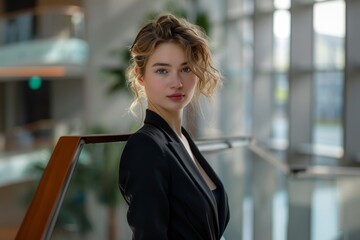 Confident young businesswoman in a modern office setting