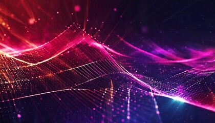 texture of abstract future technology lines with dots connection mesh background banner illustration connection digital data and big data concept digital datail dark blue red pink