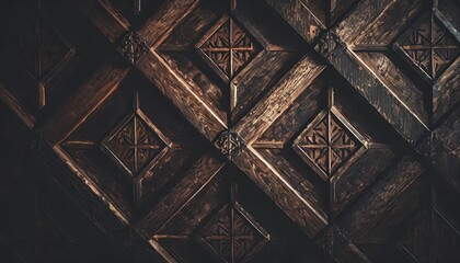 a close up of a wooden wall with a geometric pattern - Powered by Adobe