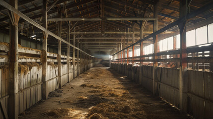 Empty meat pig shed