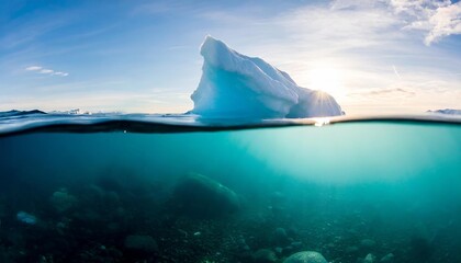 iceberg underwater risk global warming concept 3d rendering ppt background