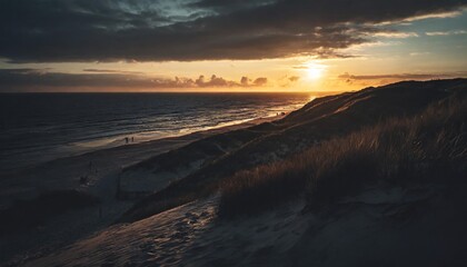 Fototapeta na wymiar dune beach at sunset on the island of sylt schleswig holstein germany
