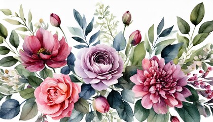 watercolor floral border for cards and invitations